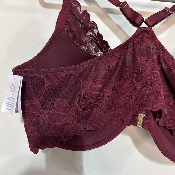 NWT Auden Red Laced Push-Up Plunge Coverage Underwire Bra Size 46DDD - Picture 6 of 11